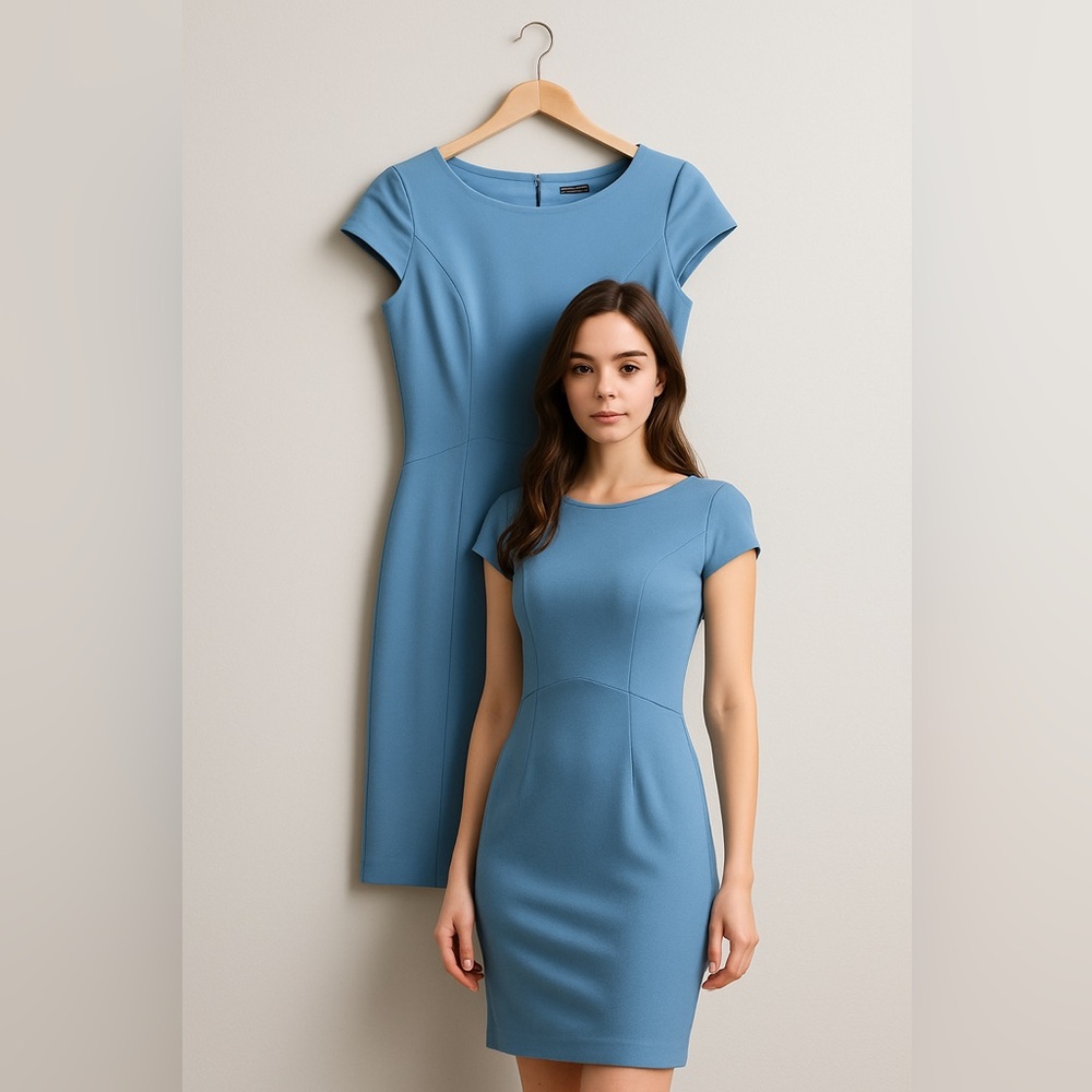 Brooks Brothers Light Blue Cap-Sleeve Sheath Dress (Size 4P)